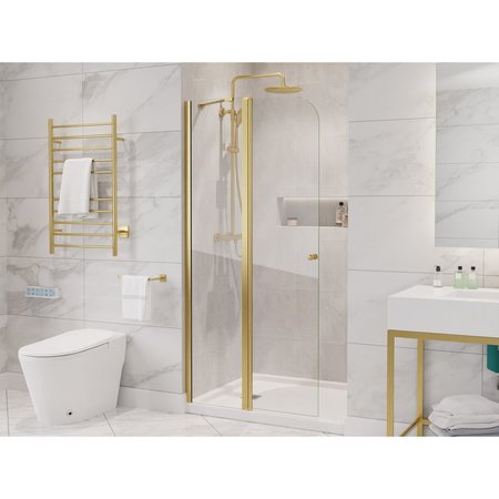 Anzzi Romance 72in x 335in Frameless Swinging Shower Door in Brushed Gold SD-AZ14-01BG